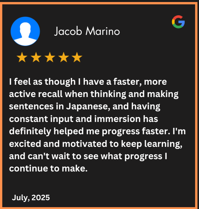 Google feedback card with a user's review on a black background