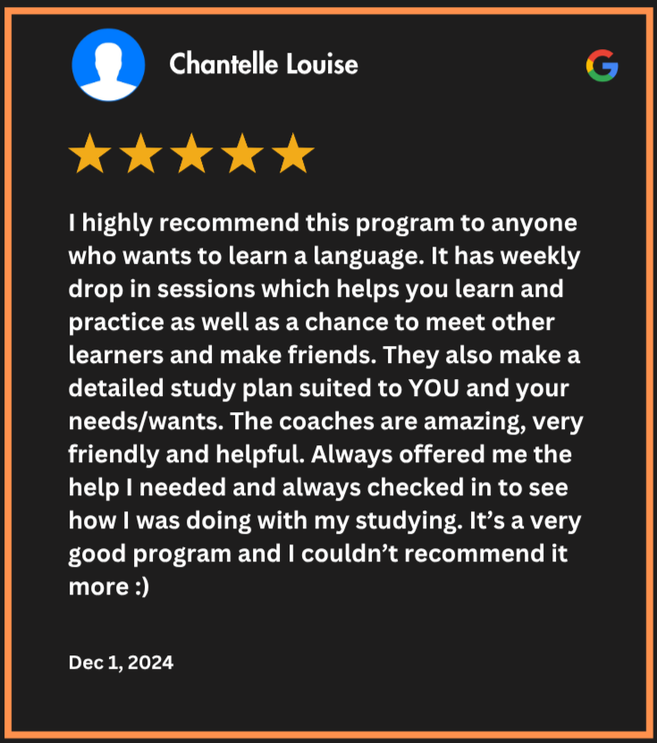 Five-star review from Chantelle Louise on a black background with a five-star rating icon.